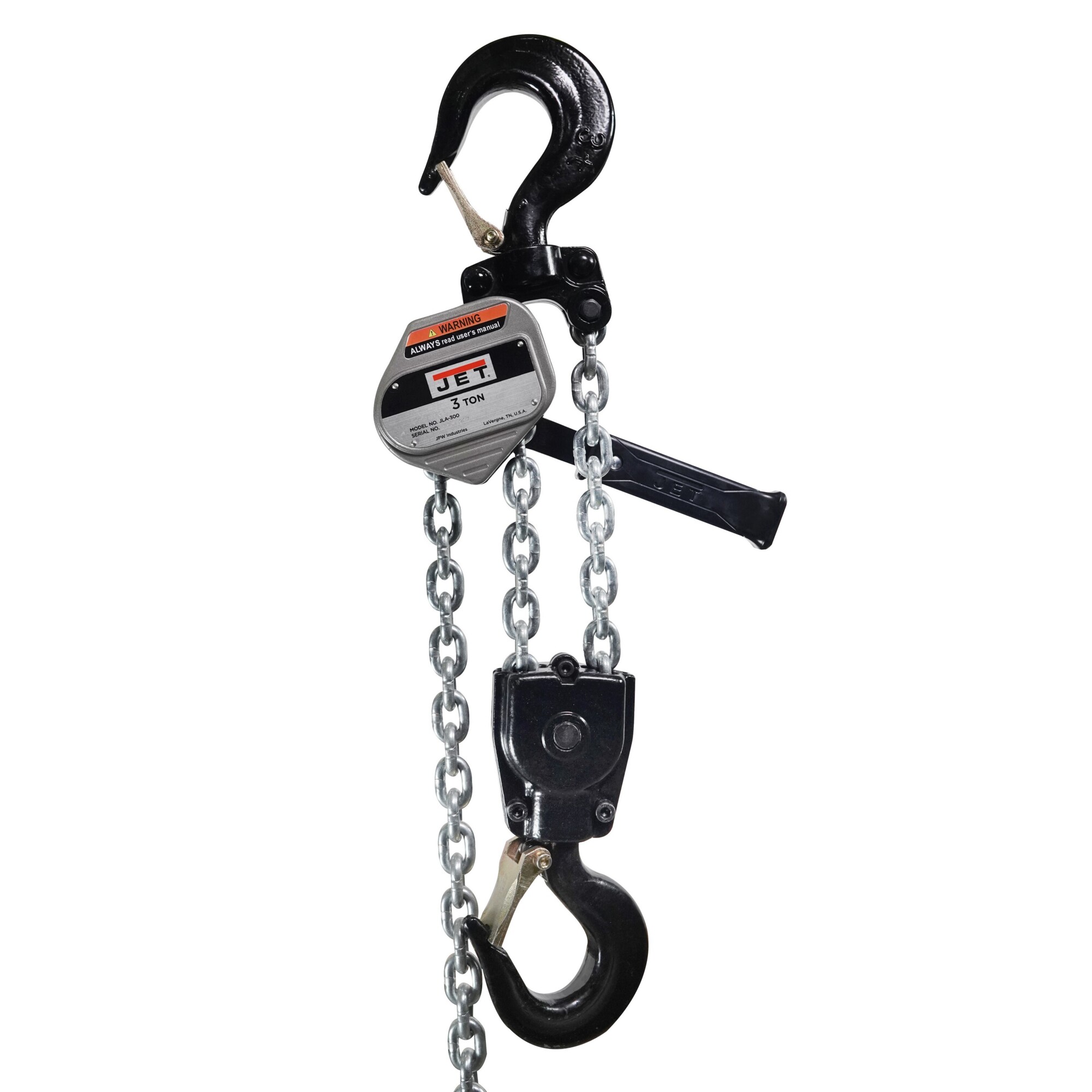 JET, JLA Manual Lever Hoist, Capacity 6600 lb, Lift Height 5 ft, Model# JLA-300-5